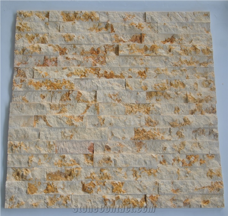 Sunny Beige Marble Ledge Stone Cultured Stone for Wall Cladding