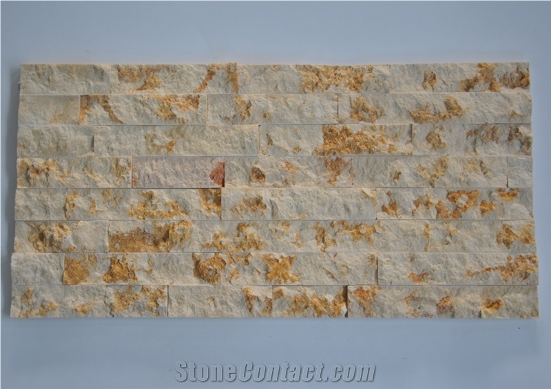 Sunny Beige Marble Ledge Stone Cultured Stone for Wall Cladding