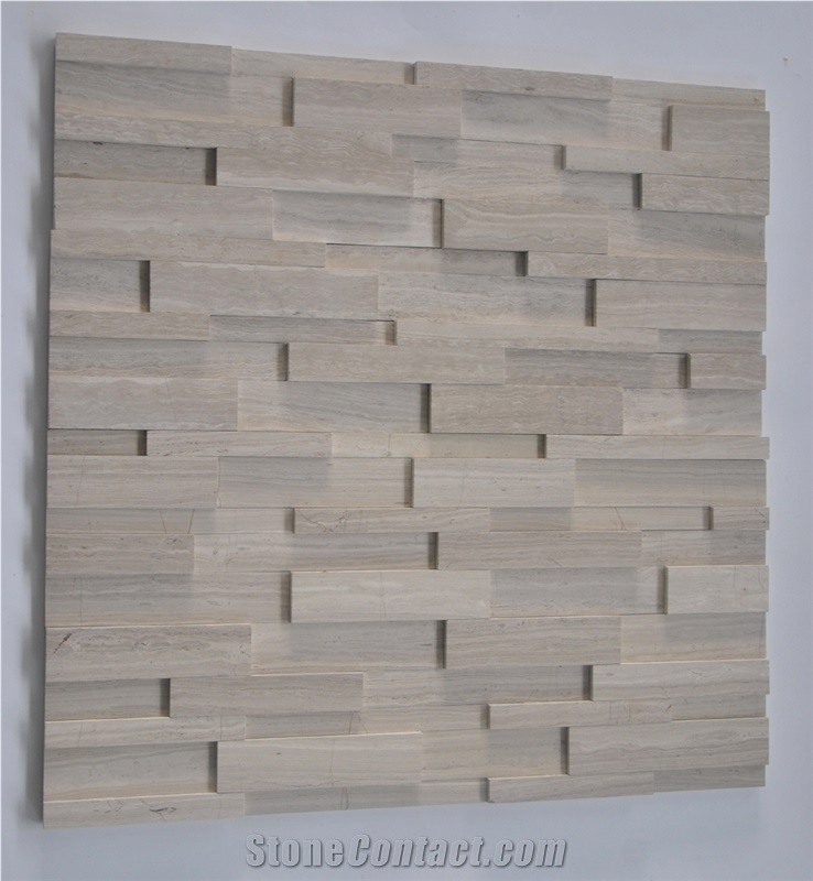 White Oak Marble Stacked Stone Veneer Panel China White Marble Cultured Stone for Wall Cladding