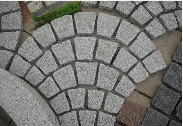 Fan-Shapped G603 Grey Granite Cube Stone, Dirverway Paving Stone