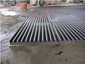 G684 Black Basalt Flamed Grooved Tiles, Black Basalt, Raven Black, Black Pearl Grooved Tiles