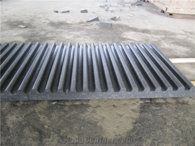 G684 Black Basalt Flamed Grooved Tiles, Black Basalt, Raven Black, Black Pearl Grooved Tiles