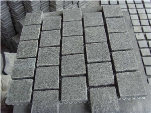 G684 Black Basalt Paving on Net, Paving Stone on Mesh, Fan Pattern Basalt Paving, G684 Fan Pattern Paving Stone on Net