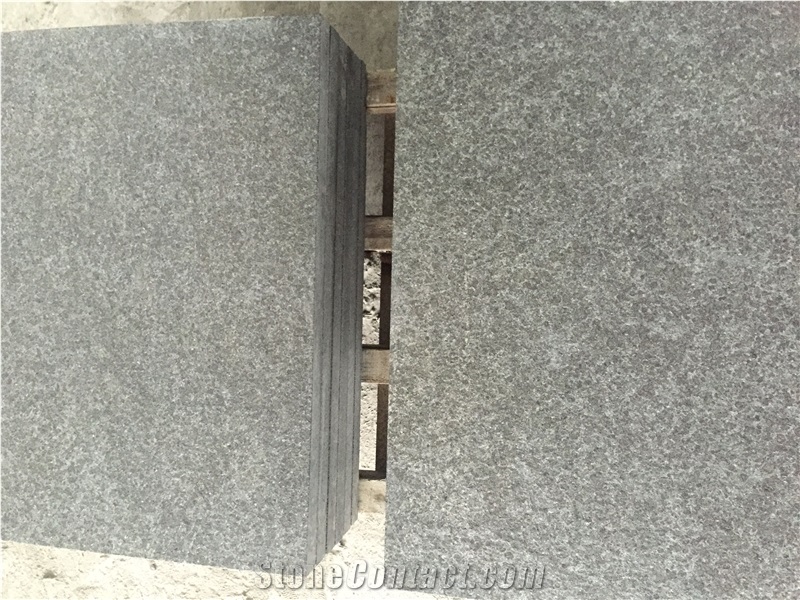 G684 Black Pearl Flamed Tiles, Black Basalt, Raven Black Flamed Tiles