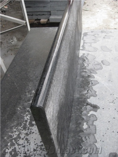 G684 Polished Bullnose Edging Swimming Pool Tiles, G684 Black Basalt, Raven Black, Black Pearl Flamed + Polished Bullnose