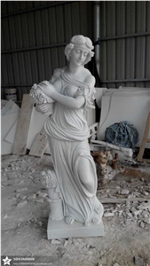 Beijing Han White Marble Hand Carving Beauty Goddess Western Women