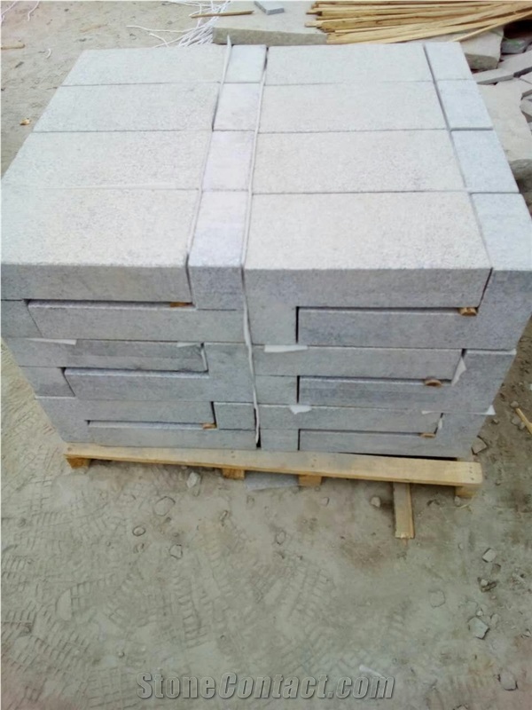 Shandong G603 Silver Grey Never Rusty Light Grey Granite Wall Stone Fine Picked Bushhammereed Surface Corners