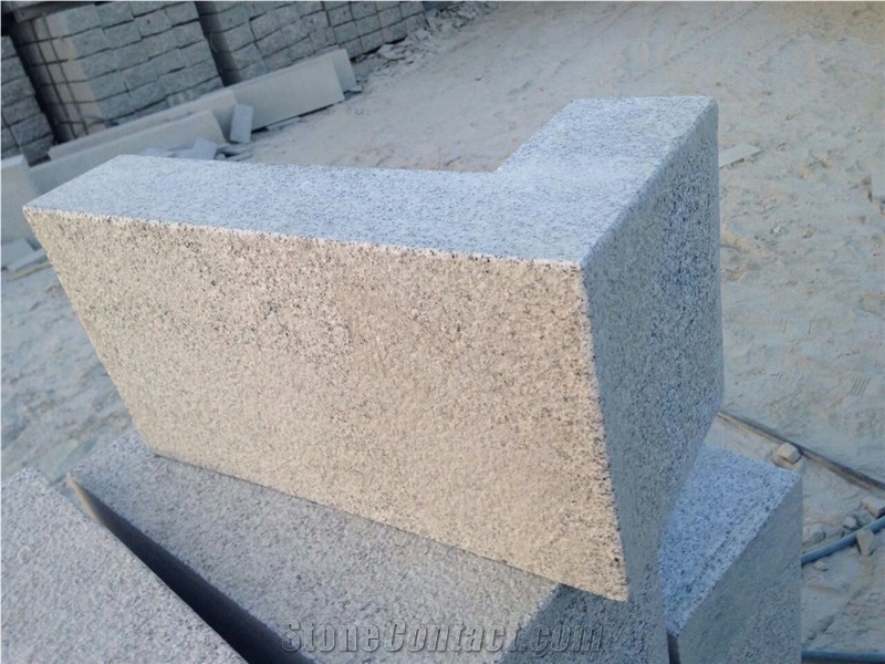 Shandong G603 Silver Grey Never Rusty Light Grey Granite Wall Stone Fine Picked Bushhammereed Surface Corners