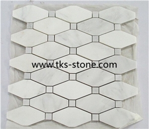2" Hexagon Carrara Extra Polished Mosaic, Mugla White Marble Mosaic Italy Carrara White Mosaic with Different Shapes, Bianco Carrara White Marble Wall & Floor Mosaics