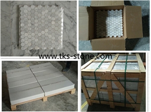 2" Hexagon Carrara Extra Polished Mosaic, Mugla White Marble Mosaic Italy Carrara White Mosaic with Different Shapes, Bianco Carrara White Marble Wall & Floor Mosaics