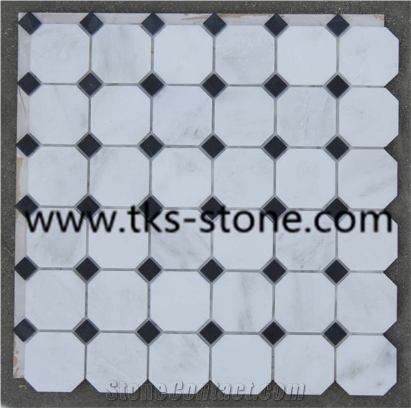 2" Hexagon Carrara Extra Polished Mosaic, Mugla White Marble Mosaic, Italy Carrara White Mosaic with Different Shapes, Bianco Carrara White Marble Wall & Floor Mosaics, Factory Offered Carrara White