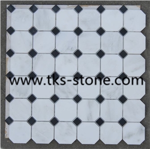2" Hexagon Carrara Extra Polished Mosaic, Mugla White Marble Mosaic, Italy Carrara White Mosaic with Different Shapes, Bianco Carrara White Marble Wall & Floor Mosaics, Factory Offered Carrara White