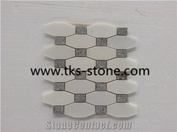 Factory Offered Carrara White Marble Mosaic, Dynasty Oriental White Marble Tiles, Bianco Carrara White Marble Mosaic for Interior Decoration,Polished Mosaic Pattern and Tiles