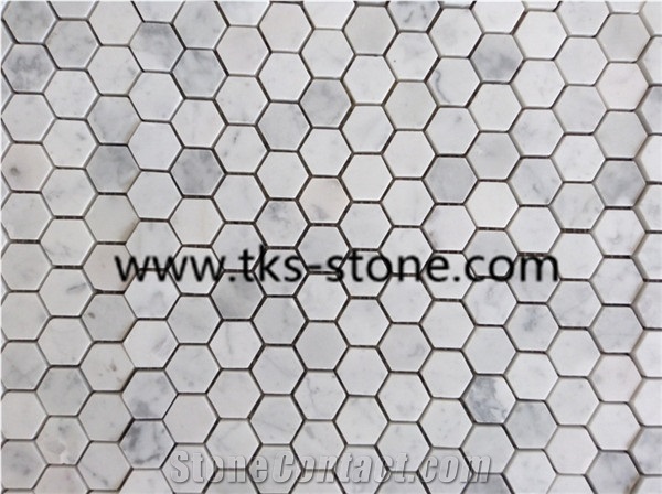 Factory Offered Carrara White Marble Mosaic, Dynasty Oriental White Marble Tiles, Bianco Carrara White Marble Mosaic for Interior Decoration,Polished Mosaic Pattern and Tiles