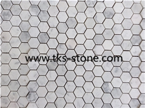 Factory Offered Carrara White Marble Mosaic, Dynasty Oriental White Marble Tiles, Bianco Carrara White Marble Mosaic for Interior Decoration,Polished Mosaic Pattern and Tiles