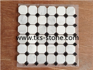 Hexagon Carrara Extra White Marble Mosaic ,Polished Mosaic, Mugla White Marble Mosaic Italy Carrara White Mosaic Tile with Different Shapes, Bianco Carrara White Marble Wall & Floor Mosaics Tiles