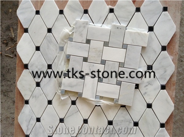 Mosaic Tiles and Pattern for Wall & Floor Covering,Factory Offered Carrara White Marble Mosaic, Bianco Carrara White Marble Mosaic for Interior Decoration