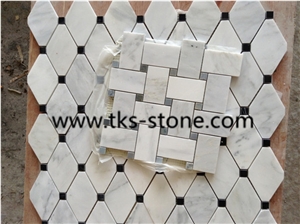 Mosaic Tiles and Pattern for Wall & Floor Covering,Factory Offered Carrara White Marble Mosaic, Bianco Carrara White Marble Mosaic for Interior Decoration