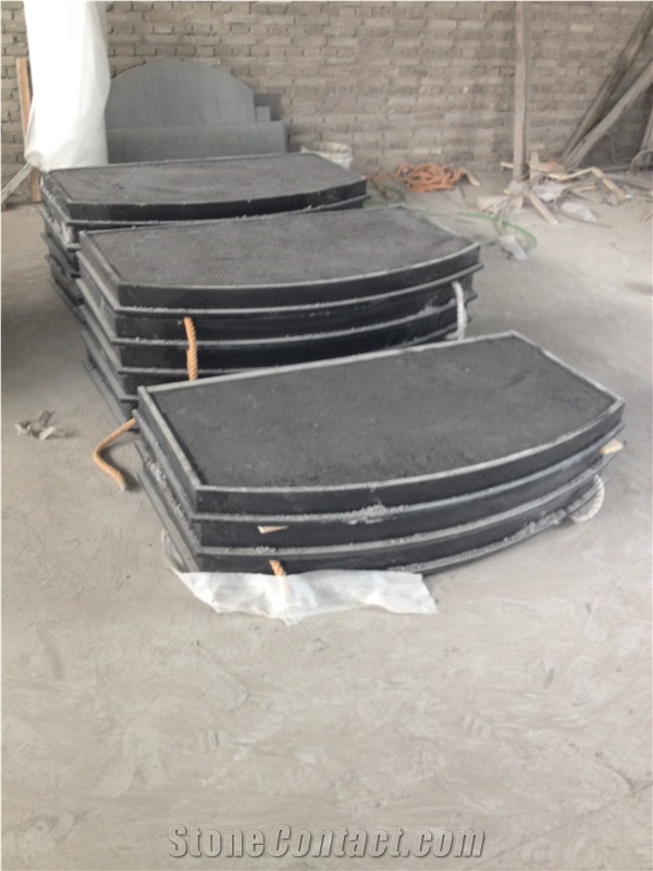 Cambered Black Granite Firepalce Hearth