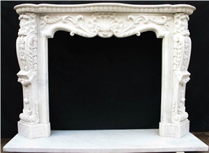 Marble Carved Indoor Fireplace Mantel