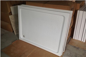 White Artificial Stone Deep Solid Surface Shower Pans