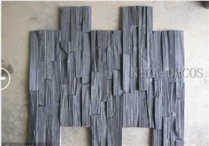Own Factory-China Black Slate Split Face Stacked Stone/Cultured Stone/Nero Slate Ledge Stone Wall Facades Panel for Building