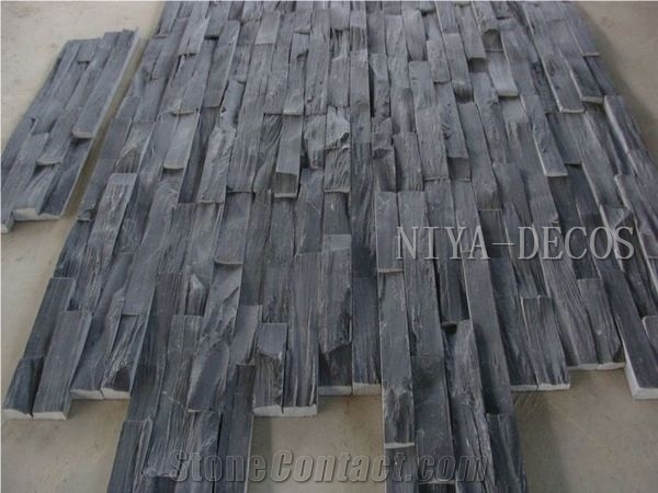 Own Factory-China Black Slate Split Face Stacked Stone/Cultured Stone/Nero Slate Ledge Stone Wall Facades Panel for Building