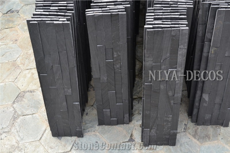 Own Factory-China Black Slate Split Face Stacked Stone/Cultured Stone/Nero Slate Ledge Stone Wall Facades Panel for Building