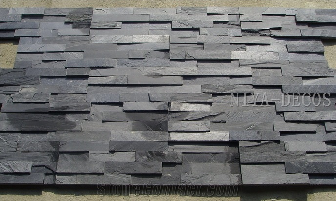 Own Factory-China Black Slate Split Face Stacked Stone/Cultured Stone/Nero Slate Ledge Stone Wall Facades Panel for Building