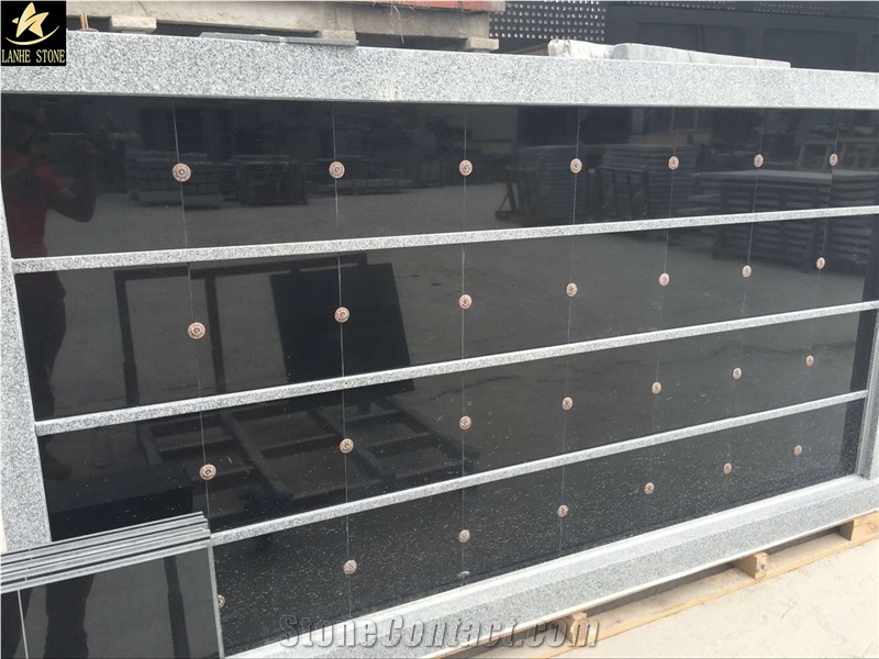 Absolute Black Granite Cremation Columbarium, Shanxi Black Stone Niches Urns Columbariums, Cemetery Mausoleums Crypts Design