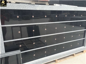 Absolute Black Granite Cremation Columbarium, Shanxi Black Stone Niches Urns Columbariums, Cemetery Mausoleums Crypts Design