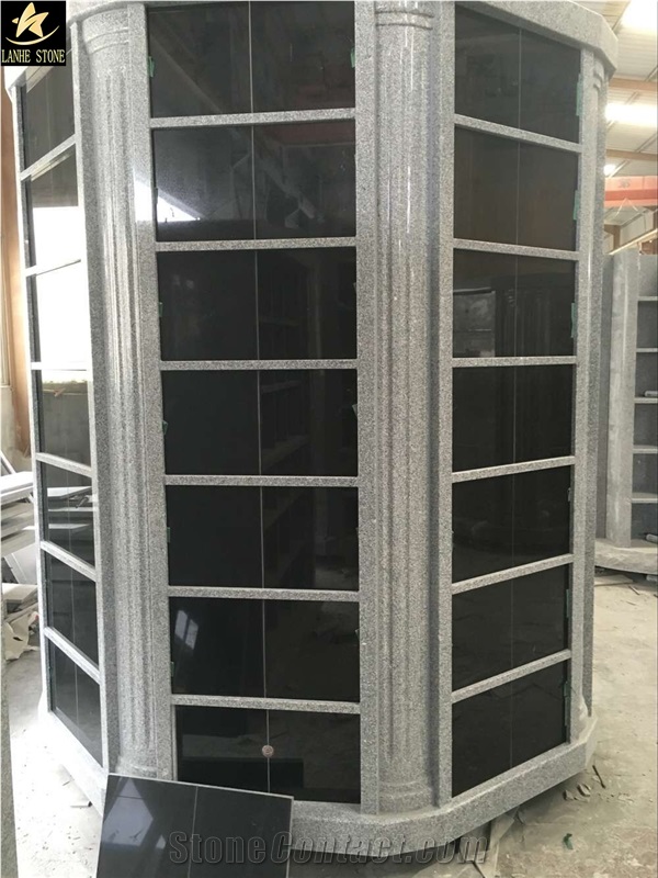 Absolute Black Granite Cremation Columbarium, Shanxi Black Stone Niches Urns Columbariums, Cemetery Mausoleums Crypts Design