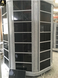 Absolute Black Granite Cremation Columbarium, Shanxi Black Stone Niches Urns Columbariums, Cemetery Mausoleums Crypts Design