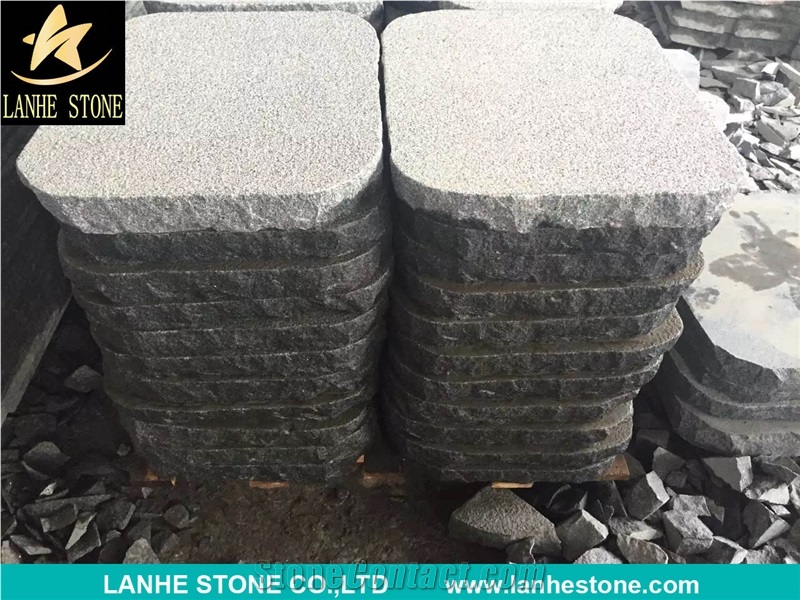 Cheapest Widely Used G654 Black Granite Cube Stone with Bushhammered Finishing Size 50*40*5cm