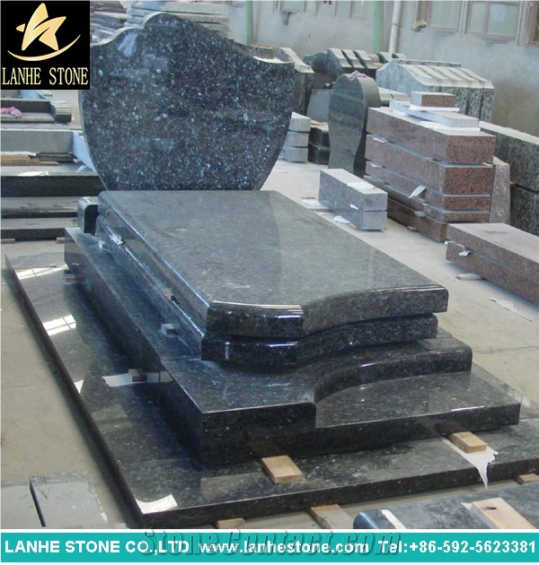 Chinese Absolute Black Granite Tombstone, Shanxi Black Absolute Cross Tombstones with Heart Headstone