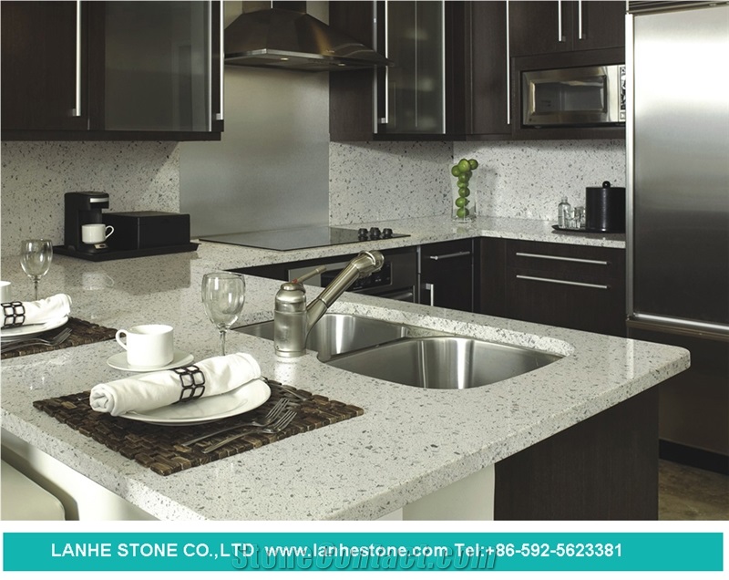 Crystal Beige Quartz Stone Bar Top,Silestone Kitchen Customized Countertop