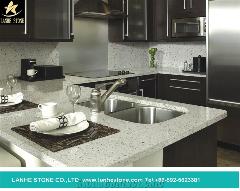 Crystal Beige Quartz Stone Bar Top,Silestone Kitchen Customized Countertop