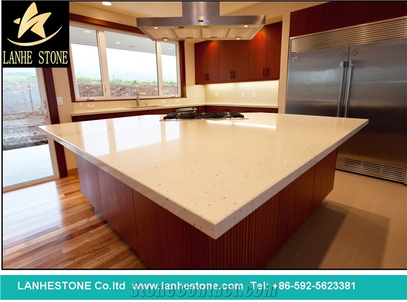 Kitchen Top Crema Quartz Stone Slabs,Beige Quartz Stone Slabs,Engineered Stone Slabs for Kitchen Top&Bar Top,Silestone