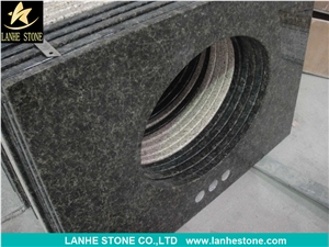 Pre Fabricate Verde Ubatuba Green Granite Kitchen Countertop with Cut Sink and Holes