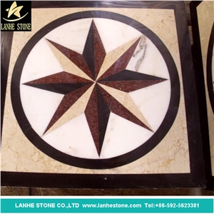 Waterjet Medallions,Square Mosaic Medallion, Marble Mosaic Medallion,Round Mosaic Flooring Pattern, Art Marble Flooring,Multicolor Mesh Mounted Mosaic