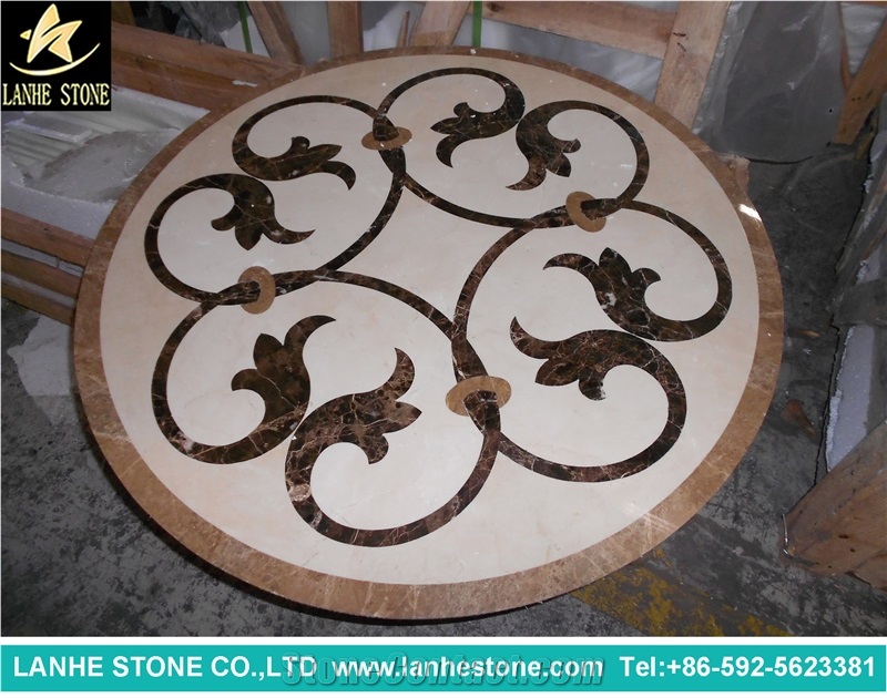 Waterjet Medallions,Square Mosaic Medallion, Marble Mosaic Medallion,Round Mosaic Flooring Pattern, Art Marble Flooring,Multicolor Mesh Mounted Mosaic