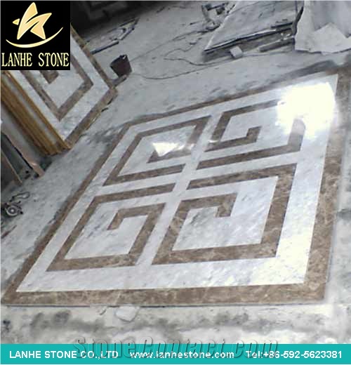 Waterjet Medallions,Square Mosaic Medallion, Marble Mosaic Medallion,Round Mosaic Flooring Pattern, Art Marble Flooring,Multicolor Mesh Mounted Mosaic