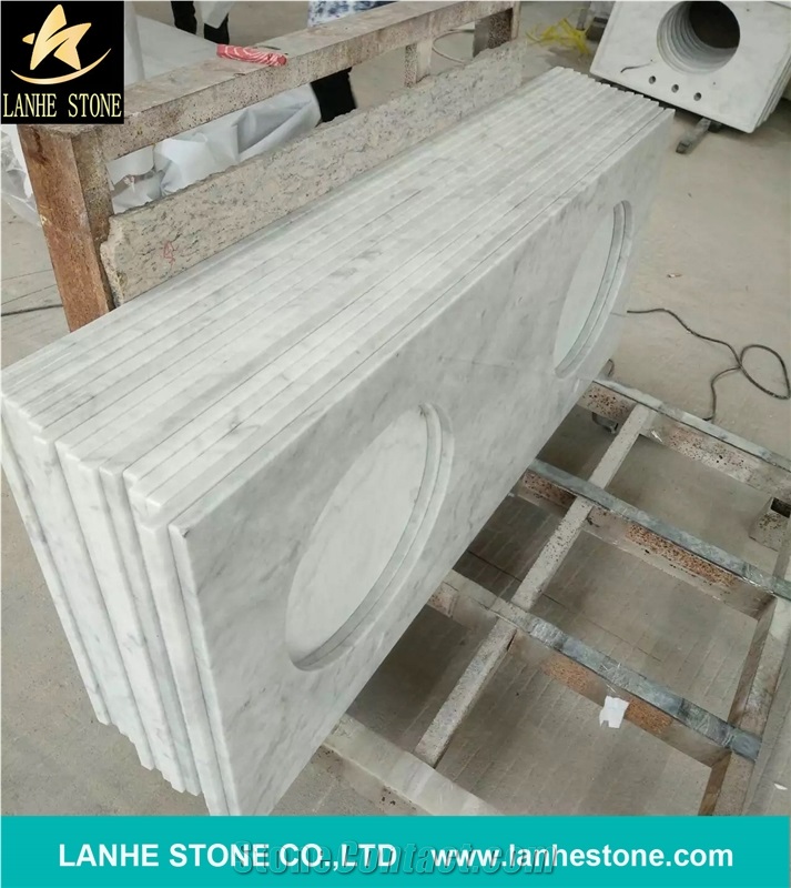 White Marble Vanity Tops, China Carrara White Marble Vanity Tops, Grey Veins White Marble Vanity Tops