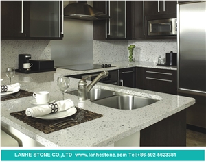 White Sparkling Engineered Quartz Kitchen Countertops/Pure White Engineered Quartz Bar Tops /Pure White Quartz Stone Countertop/Pure White Quartz Kithen Island Top