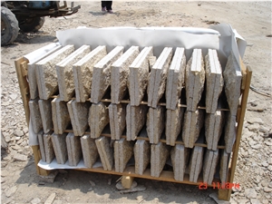 Fargo G682 Granite Mushroomed Stone, Sunset Gold Yellow Granite Mushroom Wall Cladding, Sandy Gold,Rusty Yellow Ming Gold, Golden Sand Mushroom Wall Cladding