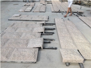 Fargo G682 Granite Mushroomed Wall Cladding, China Yellow Granite Mushroomed Corner Stone, Chinese Sunset Gold Granite Mushroom Wall Stone