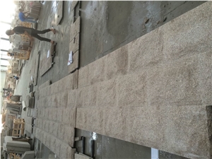 Fargo G682 Granite Mushroomed Wall Cladding, China Yellow Granite Mushroomed Corner Stone, Chinese Sunset Gold Granite Mushroom Wall Stone