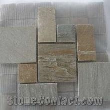 Fargo Multicolor Slate French Pattern Mosaic, China Slate Brick Mosaic, Chinese Yellow Slate Split Mosaic, Floor Mosaic Pattern
