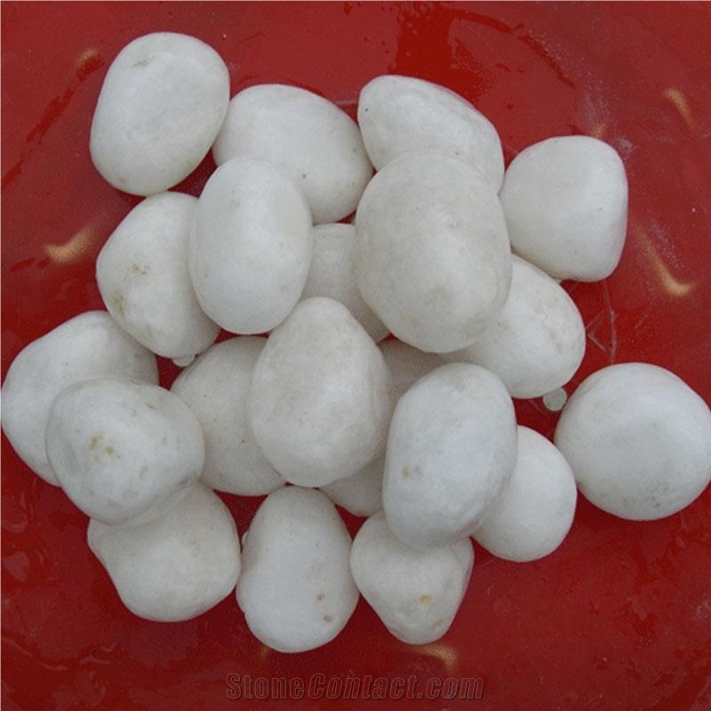 Fargo Snow White Pebbles, Chinese White Marble Pebbles, White Tumbled River Stone, White Gravels