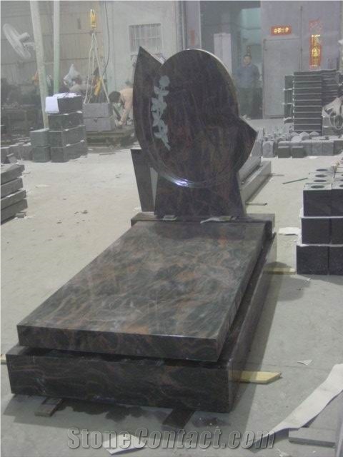 Belgium Bamaha Blue Granite Tombstone & Monument